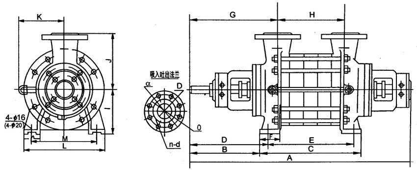 2.5GC-3.5、4GCGC型臥式多級離心泵外型尺寸圖